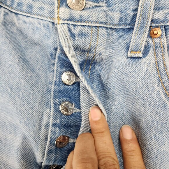 Levi's Shorts Womens 32 Blue 501 Premium Big E Button Fly Cut Off 100% Cotton - Picture 3 of 15